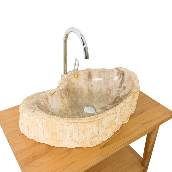 Fossiles Holz Waschbecken natürlich 65x39x15 cm
