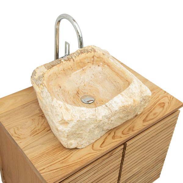Fossiles Holz Waschbecken natürlich 50x47x17 cm Wohnfreuden