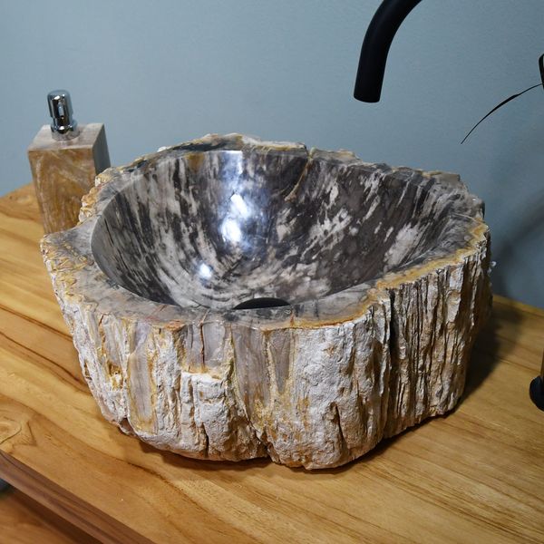 Fossiles Holz Waschbecken 43x41x16 cm