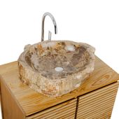 Waschbecken fossiles Holz ca. 60 cm innen poliert kaufen 1