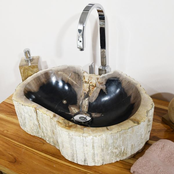 Fossiles Holz Waschbecken 48x37x15 cm