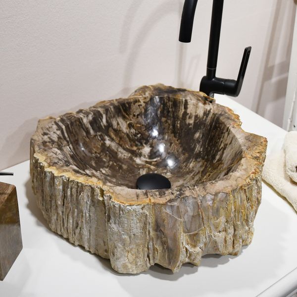 Fossiles Holz Waschbecken 42x41x15 cm