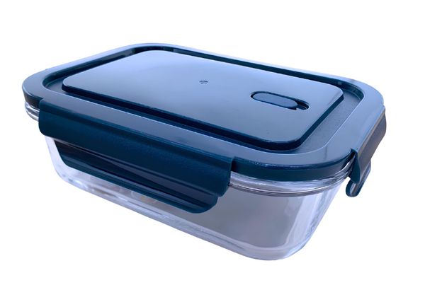 Lunchbox Glas 410ml Blau  – Borosilikat, auslaufsicher, BPA-frei – für Mikrowelle & Gefrierfach 