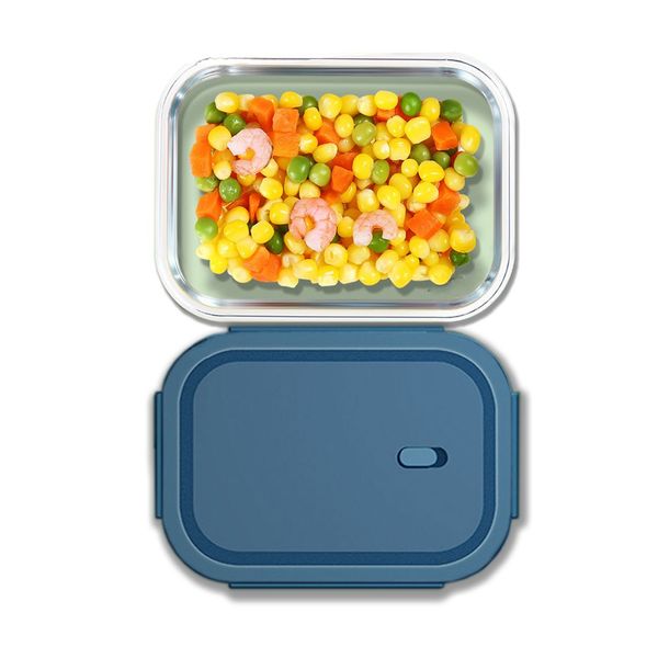 Lunchbox Glas 680 ml Blau  – Borosilikat, auslaufsicher, BPA-frei – für Mikrowelle & Gefrierfach 