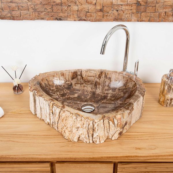 Fossiles Holz Waschbecken 50 cm wohnfreuden