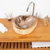 Waschbecken fossiles Holz ca. 40 cm innen poliert kaufen 3
