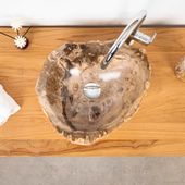 Waschbecken fossiles Holz ca. 40 cm innen poliert kaufen 4