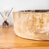 Waschbecken fossiles Holz ca. 40 cm innen poliert kaufen 5