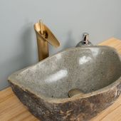 Wasserfall Armatur gold mit breitem Auslauf wohnfreuden