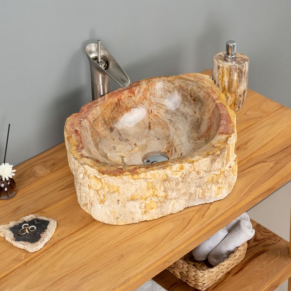 Fossiles Holz Waschbecken 50 x 38 x 15 cm
