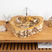 Fossiles Holz Waschbecken 50 cm wohnfreuden