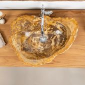Fossiles Holz Waschbecken 50 cm wohnfreuden
