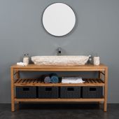 Erosi Marmor Waschbecken creme mit Hahnloch 100 cm wohnfreuden