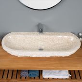 Erosi Marmor Waschbecken creme mit Hahnloch 100 cm wohnfreuden