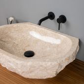 Erosi Marmor Waschbecken 60 cm mit gerader Rückwand creme wohnfreuden