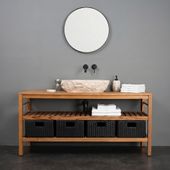 Erosi Marmor Waschbecken 60 cm mit gerader Rückwand creme wohnfreuden