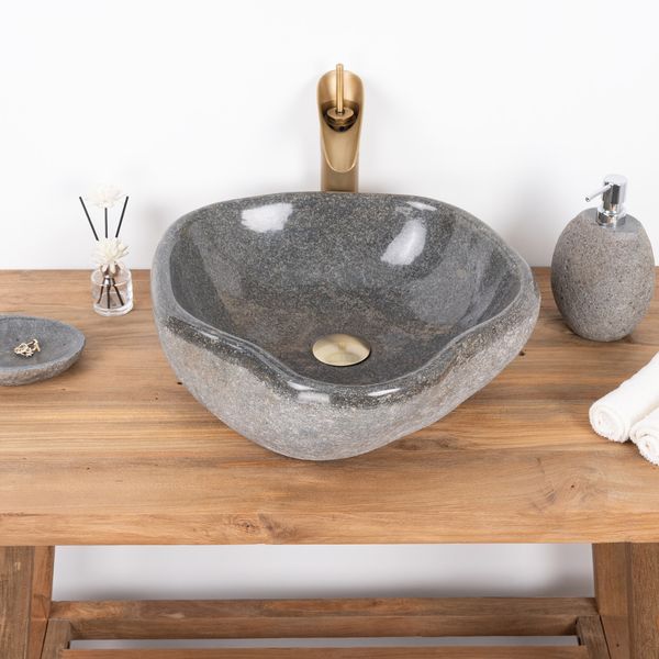 Naturstein Waschbecken 40 cm mit abgerundeter Kante