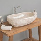 Marmor Waschbecken creme 60 cm mit abgerundeter Kante wohnfreuden