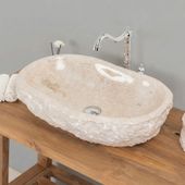 Marmor Waschbecken creme 60 cm mit abgerundeter Kante wohnfreuden