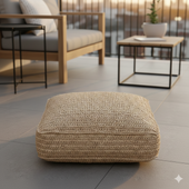 Sitz-Pouf Dadu aus Naturfaser eckig 50 cm wohnfreuden