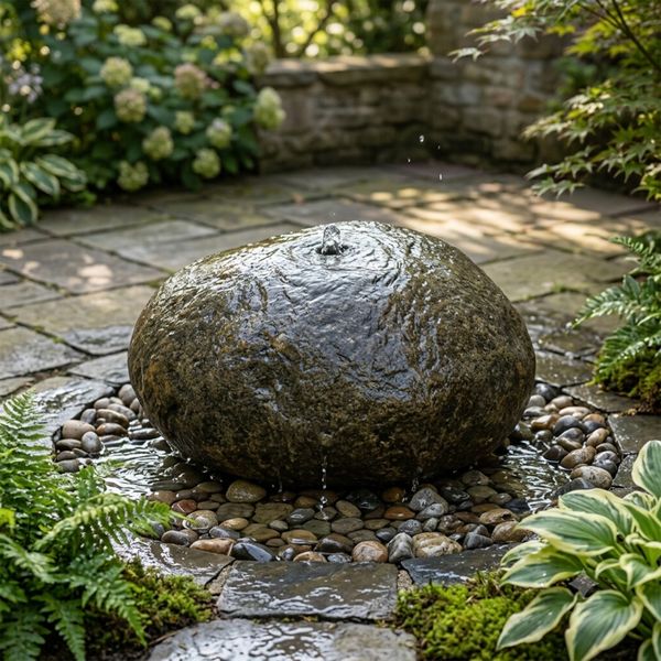 Flussstein Gartenbrunnen Ø 60 cm
