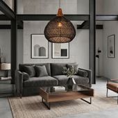 Rattan Lampenschirm Don schwarz wohnfreuden