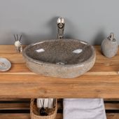 Naturstein Waschbecken 50 cm mit abgerundeter Kante wohnfreuden