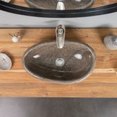 Naturstein Waschbecken 50 cm mit abgerundeter Kante wohnfreuden