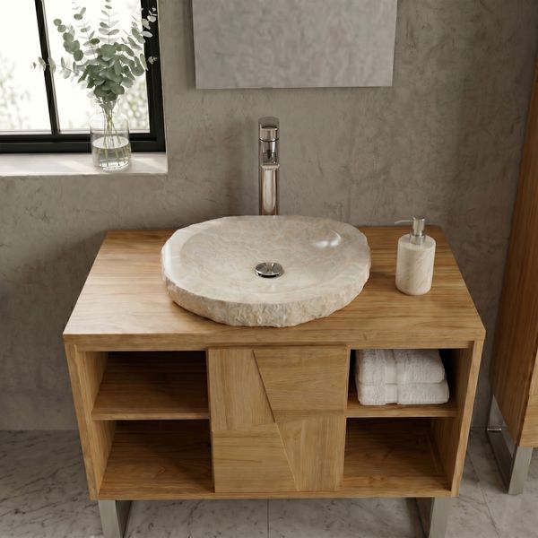 Erosi Marmor Waschbecken extraflach 40 cm creme wohnfreuden