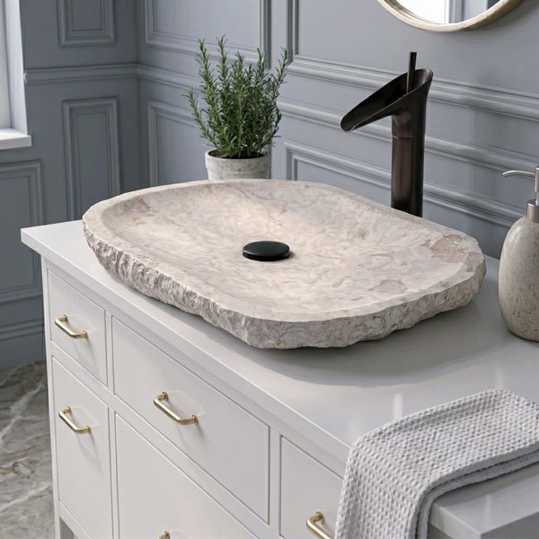 Erosi Marmor Waschbecken extraflach 70 cm creme wohnfreuden