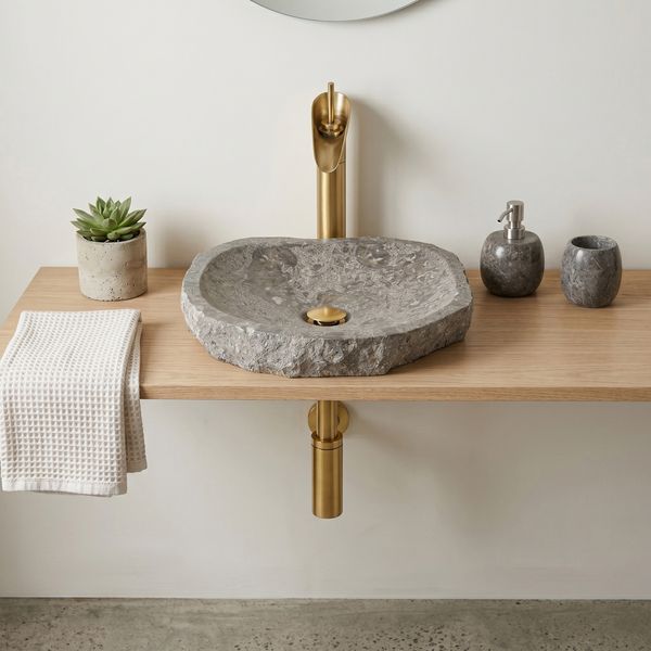 Erosi Marmor Waschbecken extraflach 40 cm grau wohnfreuden