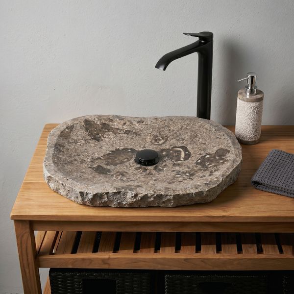 Erosi Marmor Waschbecken extraflach 50 cm grau wohnfreuden