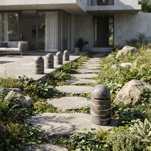 Marmor Gartenlampe poliert 50 cm Größe M wohnfreuden