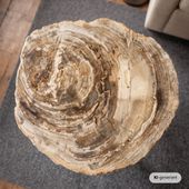 Fossiler Holz Beistelltisch mit Eisen-Untergestell Ø 40 cm Größe S wohnfreuden