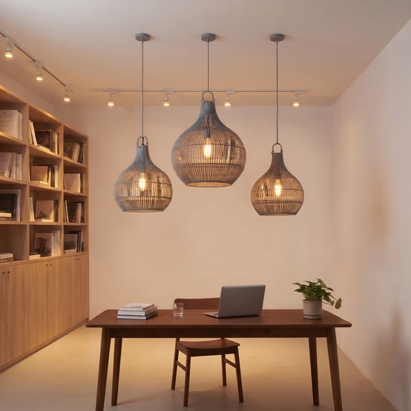 Lampenschirm grau Hängelampe Deckenlampe Rattan kaufen