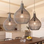 Lampenschirm grau Hängelampe Deckenlampe Rattan kaufen 4