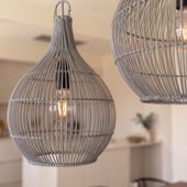 Lampenschirm grau Hängelampe Deckenlampe Rattan kaufen 2