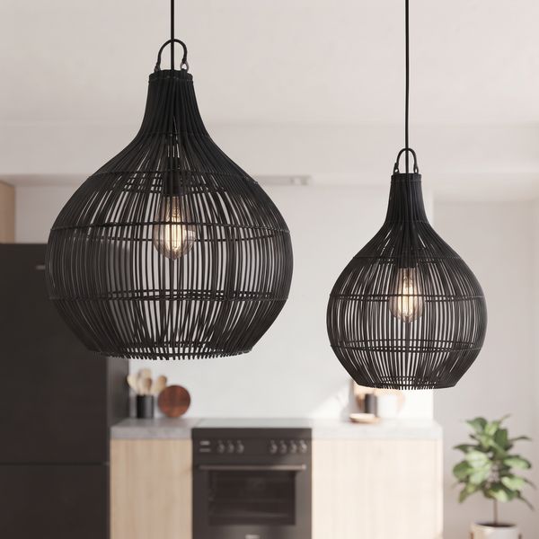 Lampenschirm schwarz Hängelampe Deckenlampe Rattan kaufen