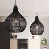 Lampenschirm schwarz Hängelampe Deckenlampe Rattan kaufen 1