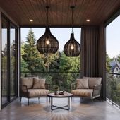Lampenschirm schwarz Hängelampe Deckenlampe Rattan kaufen 2