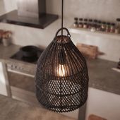 Lampenschirm schwarz Hängelampe Deckenlampe Rattan kaufen 2