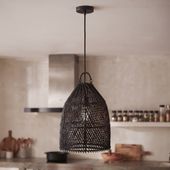 Lampenschirm schwarz Hängelampe Deckenlampe Rattan kaufen 3