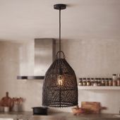 Lampenschirm schwarz Hängelampe Deckenlampe Rattan kaufen 4
