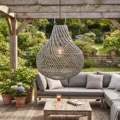Lampenschirm grau Hängelampe Deckenlampe Rattan kaufen 1