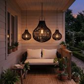 Lampenschirm schwarz Hängelampe Deckenlampe Rattan kaufen 6