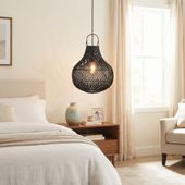 Lampenschirm schwarz Hängelampe Deckenlampe Rattan kaufen 3