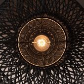 Lampenschirm schwarz Hängelampe Deckenlampe Rattan kaufen 7
