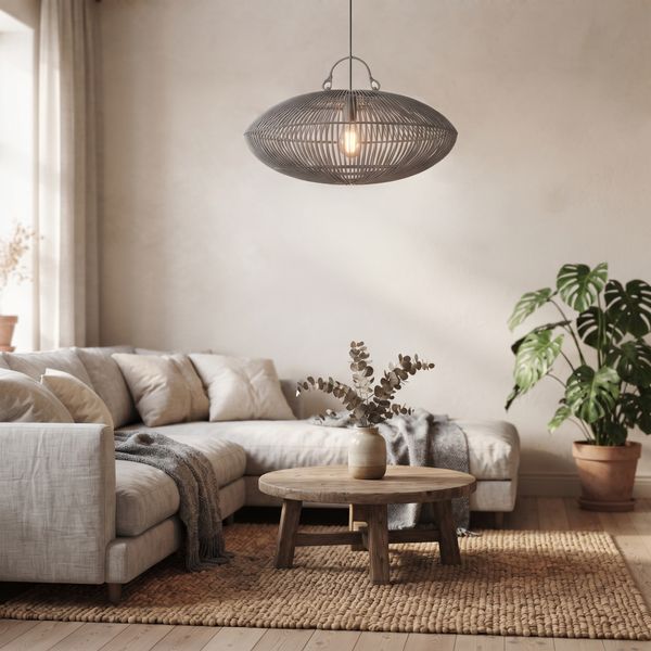 Lampenschirm grau Hängelampe Deckenlampe Rattan kaufen