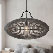 Lampenschirm grau Hängelampe Deckenlampe Rattan kaufen 2
