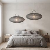 Lampenschirm grau Hängelampe Deckenlampe Rattan kaufen 5